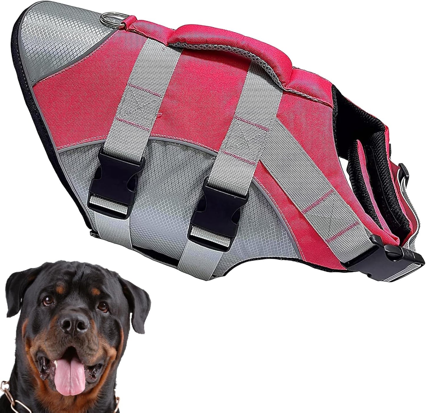 Reflective Safety Life Jacket for Dogs Adjustable Swimsuit for Pets with Rescue Handle