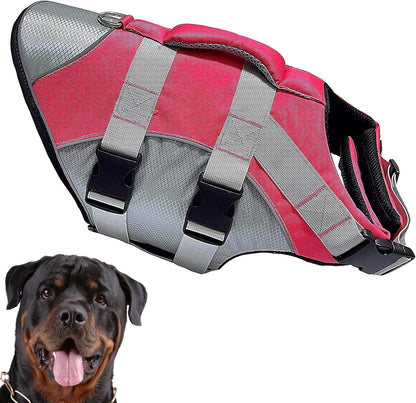 Reflective Safety Life Jacket for Dogs Adjustable Swimsuit for Pets with Rescue Handle