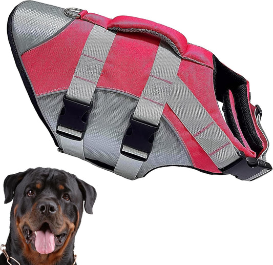 Reflective Safety Life Jacket for Dogs Adjustable Swimsuit for Pets with Rescue Handle