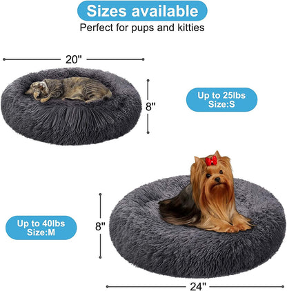 Dog Bed, Dog Beds for Medium Dogs, Small Outdoor Dog Beds, Washable Dog Bed and Cat Bed, Faux Fur Pet Bed, Anti-Slip Dog Bed Cat Bed (Medium 24''X24'')