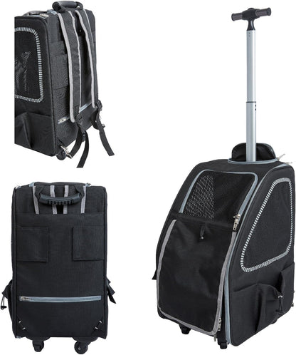 5-In-1 PET Carrier, Features: Rolling, Top Handle, Backpack, Luggage Attachment, Car Seat All in ONE for Small to Medium Dog, Cat, Bunny, Supports Pets up to 25LBS - Pepper
