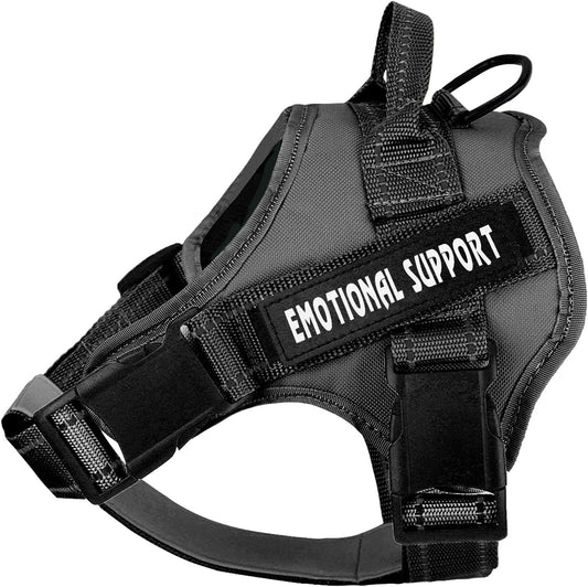 Service Dog Harness,Emotional Support Pet Vest Harness,Reflective Breathable and Adjustable No-Pull ESA Dog Harness for Small Medium Large Dogs (With 4 PCS Removeable Tags) X-Small (Pack of 1)
