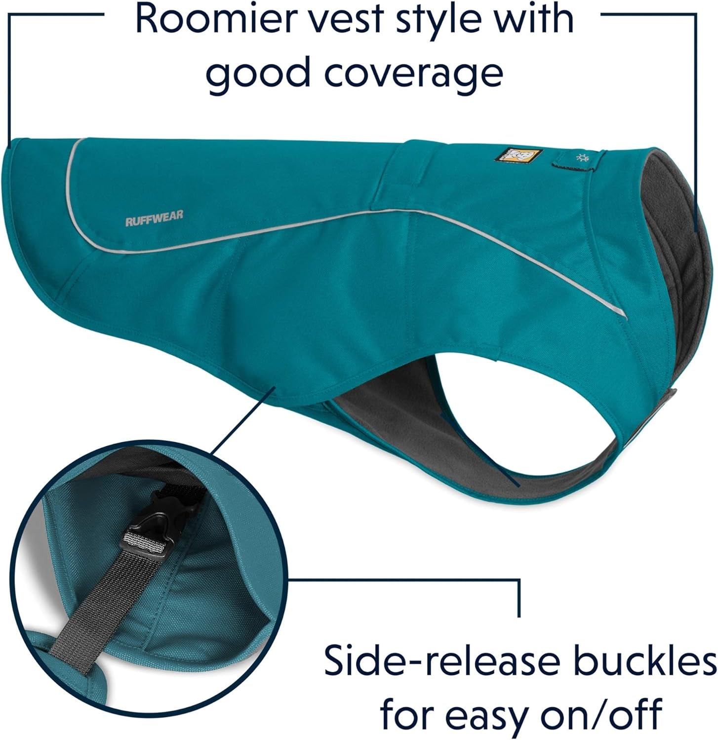 Abrasion-Resistant Dog Jacket with Fleece Lining, Very Large Breeds, Size: X-Large, Baja Blue, Overcoat, 05203-450L1