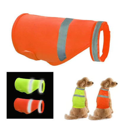 Reflective Dog Safety Vest Breathable Adjustable Puppy Visibility Jacket Comfortable Bright Orange Pet Fluorescent Clothes