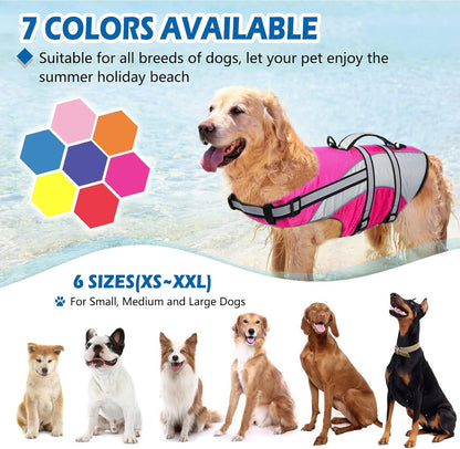 Ripstop Dog Life Jacket, Dog Life Vest with Superior Buoyancy Pet Swimming Safety Vest with Rescue Handle, Dog Float Coat Dog Life Preserver Lifesaver for Small Medium Large Dogs Pink XS