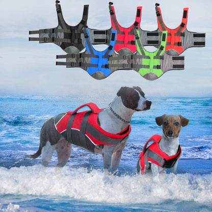 Reflective Safety Life Jacket for Dogs Adjustable Swimsuit for Pets with Rescue Handle