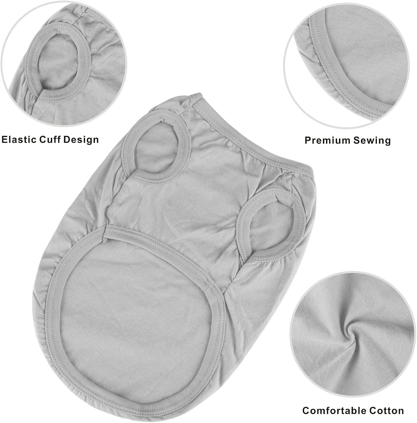 Dog Cat Vest T-Shirt Cotton Clothes Puppy Clothing Coat Costume for Dogs Puppy Chihuahua Yorkshire Terrier ​Pug (Gray, Large)