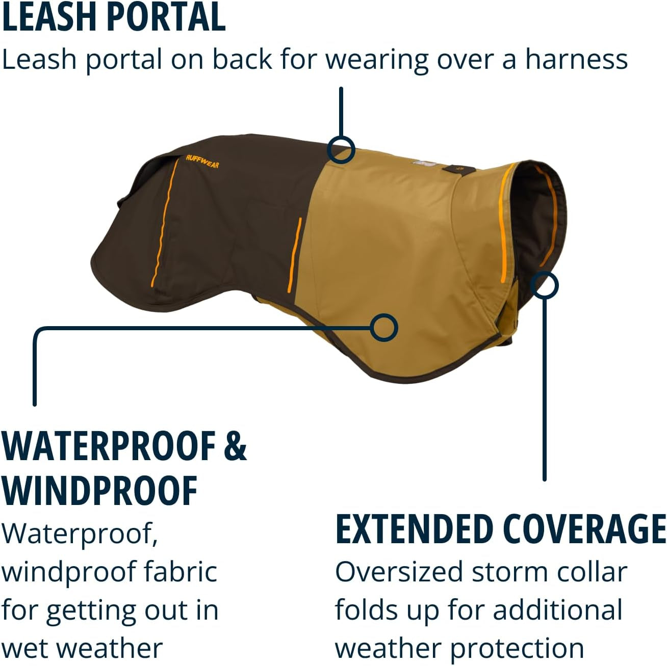 , Sun Shower Dog Raincoat, All-Weather Jacket, Waterproof, Windproof & Lightweight, Earth Brown, X-Small