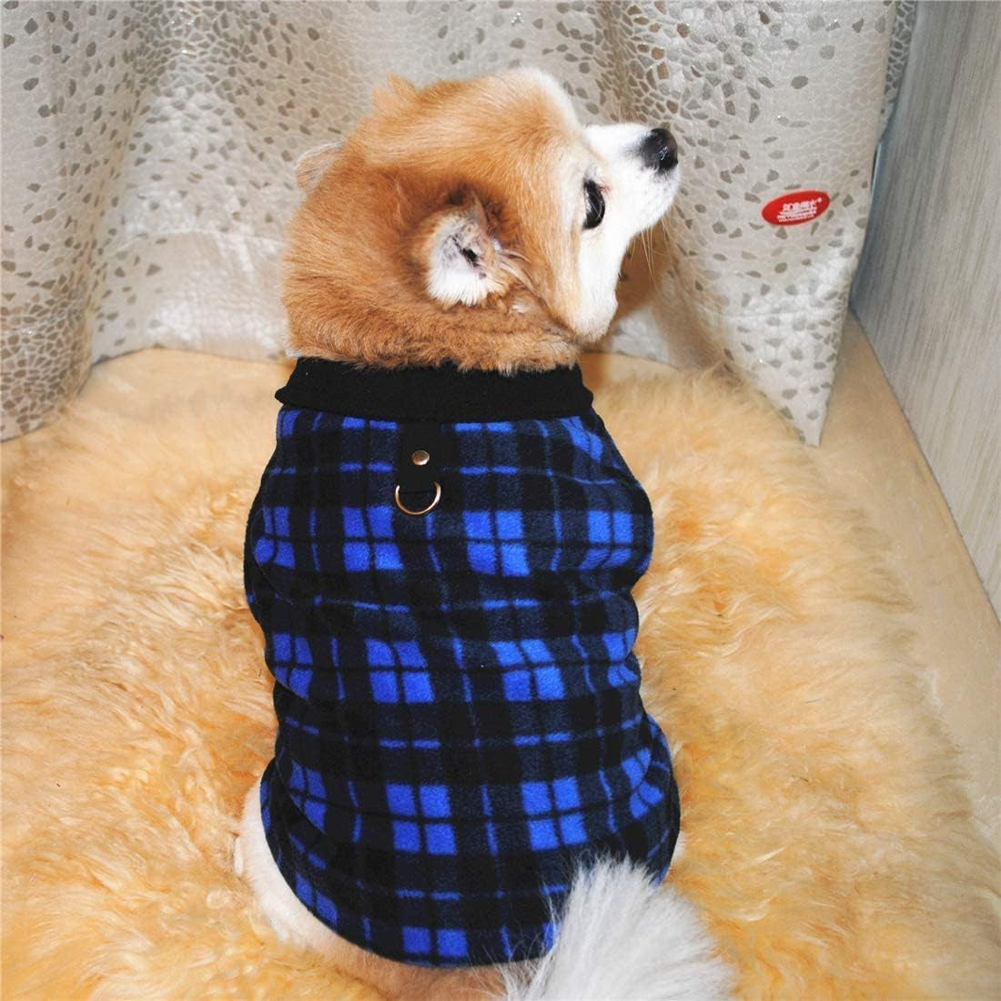 Dog Sweater 3 Pcs, Soft Fleece Vest with Leash Ring Pullover Jacket Winter Pet Dog Clothes for Puppy Small Dogs Cats Teddy Chihuahua Yorkshire (Plaid,M)