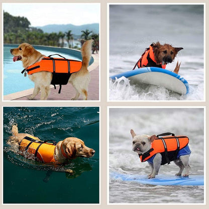 Dog Life Jacket,Adjustable Pet Safety Vest with Reflective Stripes,Swimming Coat for Small Medium Large Dogs(Orange, S)