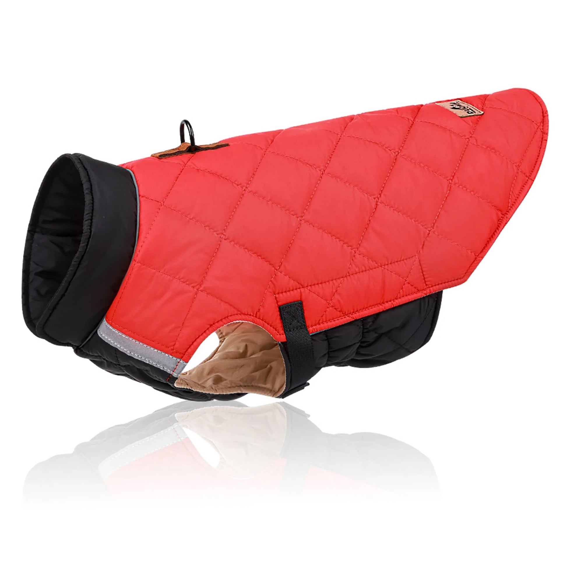 Dog Winter Coat Reflective Quilted Vest Pet Warm Cold Weather Windproof Fleece Jacket Clothes for Medium Large Small Dogs "Red, XL"