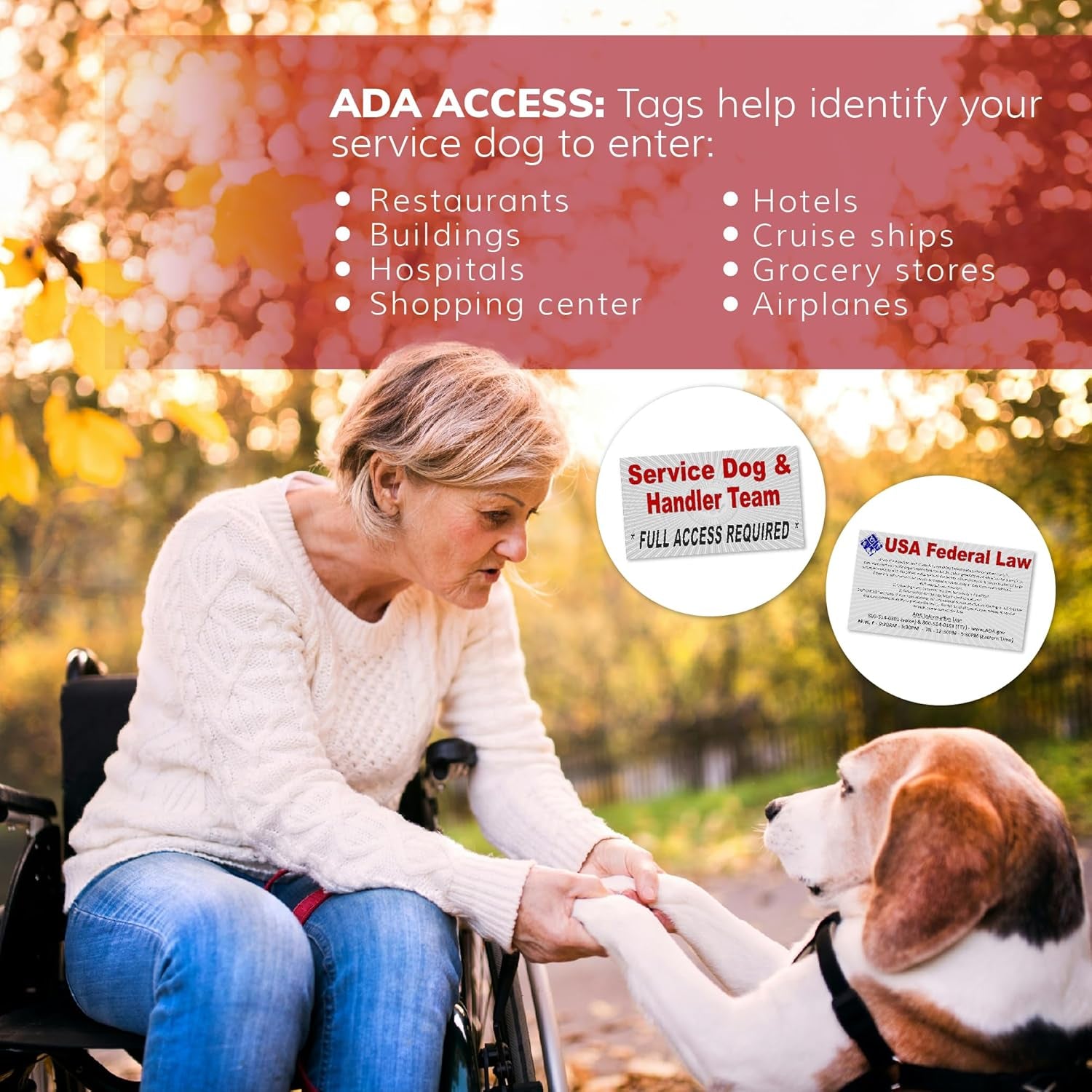 Activedogs Service Dog Vest Harness + Clip-On Bridge Sturdy Handle + ID Card Carrier + ADA Cards + Reflective Service Dog Patches - Extra Small Service Dog Harness Vest XS Dogs (Girth 16”-20”) Red