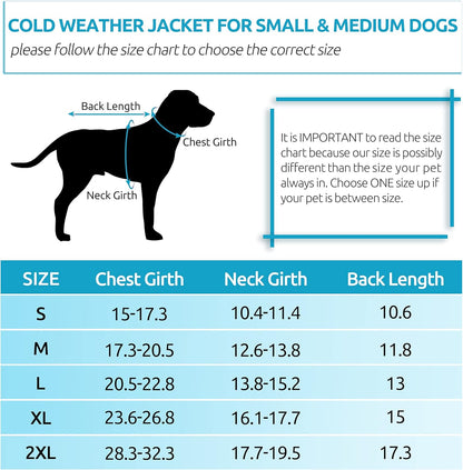Cold Weather Dog Jacket, Reversible Waterproof Adjustable Reflective Ultra-Lightweight Dog Vest for Small, Medium, Large Dogs, Blue/Yellow Large