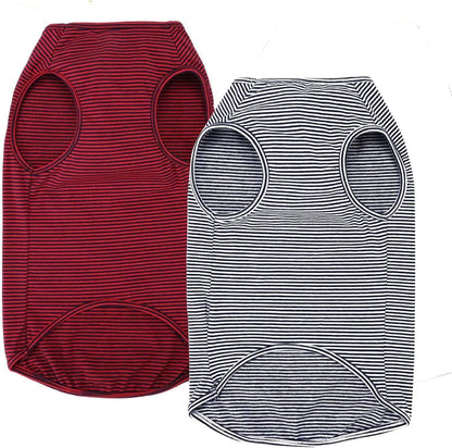 Dog Summer T-Shirts Striped Cotton Vest,Pet Breathable Soft Basic Clothes for Small Medium Larg Boy Girl Dogs,Xs