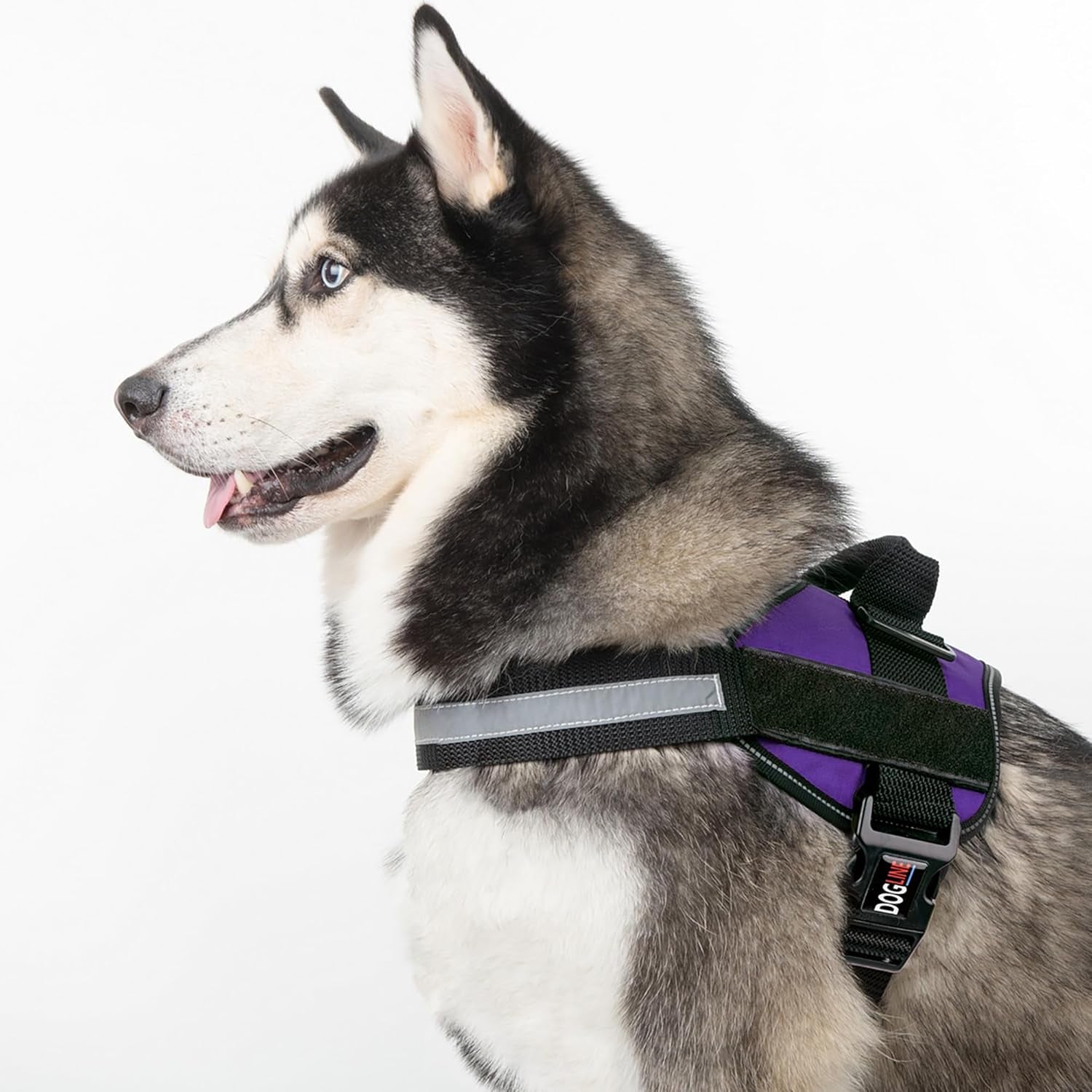 Dog Harness, Reflective No-Pull Adjustable Vest with Handle, Breathable No-Choke Harness for Small, Medium or Large Dogs Room for Patches Girth 18 to 24 in Purple