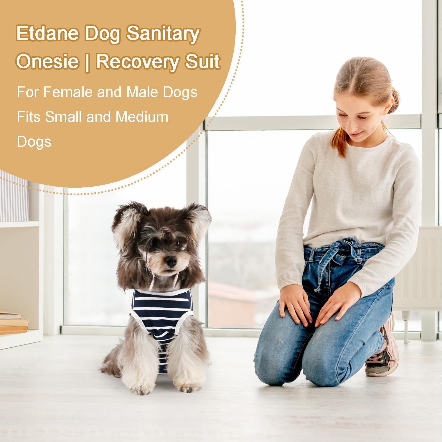 Dog Diapers Sanitary Panties Physiological Period Shirts Surgical Recovery Suits for Male and Female Dogs, Blue/Small