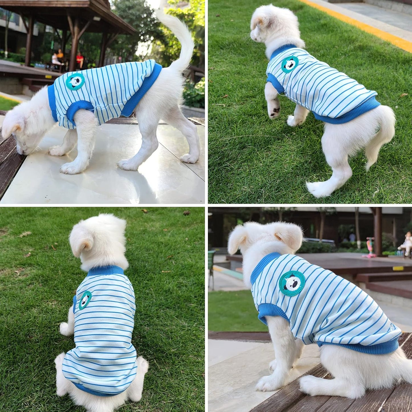 2 Pack Striped Dog Shirt Cotton Pet Clothes Cute Puppy Tshirt Costume, Soft Comfortable Doggy Vest Sleeveless Clothing Apparel, Dog Outfit for Small Medium Large Boy Girl Dogs Cats