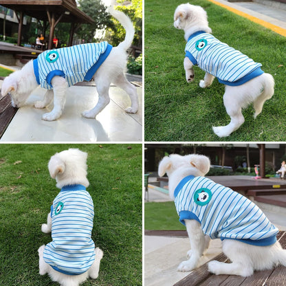 2 Pack Striped Dog Shirt Cotton Pet Clothes Cute Puppy Tshirt Costume, Soft Comfortable Doggy Vest Sleeveless Clothing Apparel, Dog Outfit for Small Medium Large Boy Girl Dogs Cats