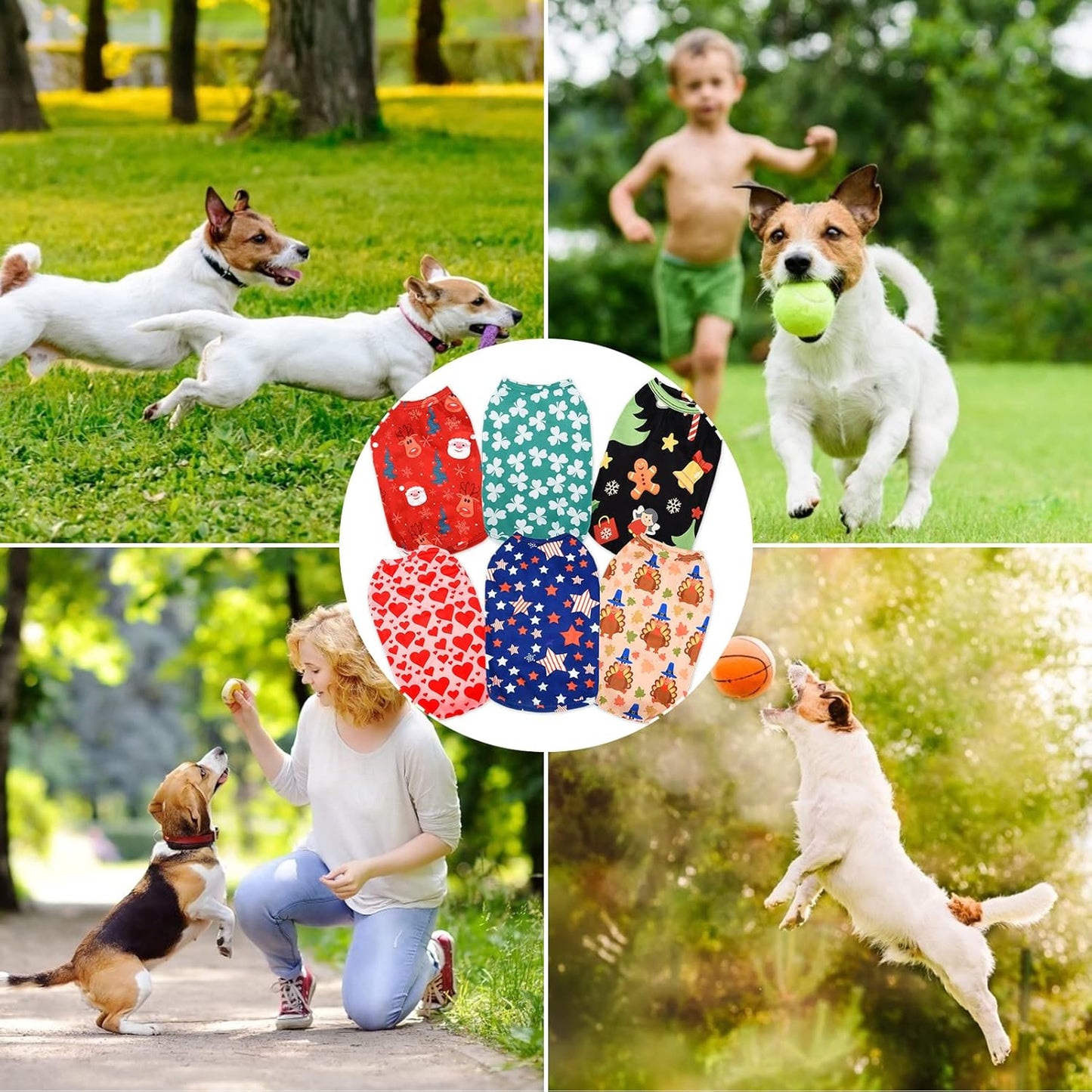 6 Pieces Dog Shirt Holiday Pet Vest Shirt Apparel Festival Puppy Dog Cute T-Shirt Clothes for Pet Christmas Valentine'S Day Irish Independence Day(Medium)
