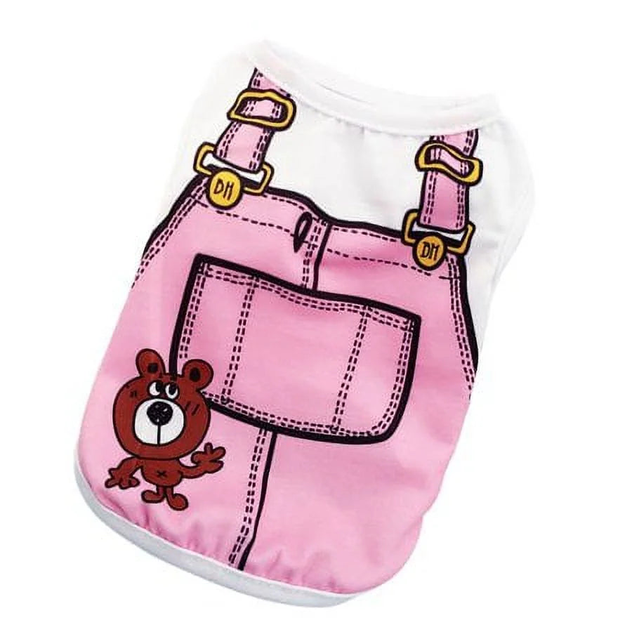 Pet Dog Puppy Clothes Fake Strap Vest Shirt Dog Cotton Spring Summer Puppy Clothing T-Shirt