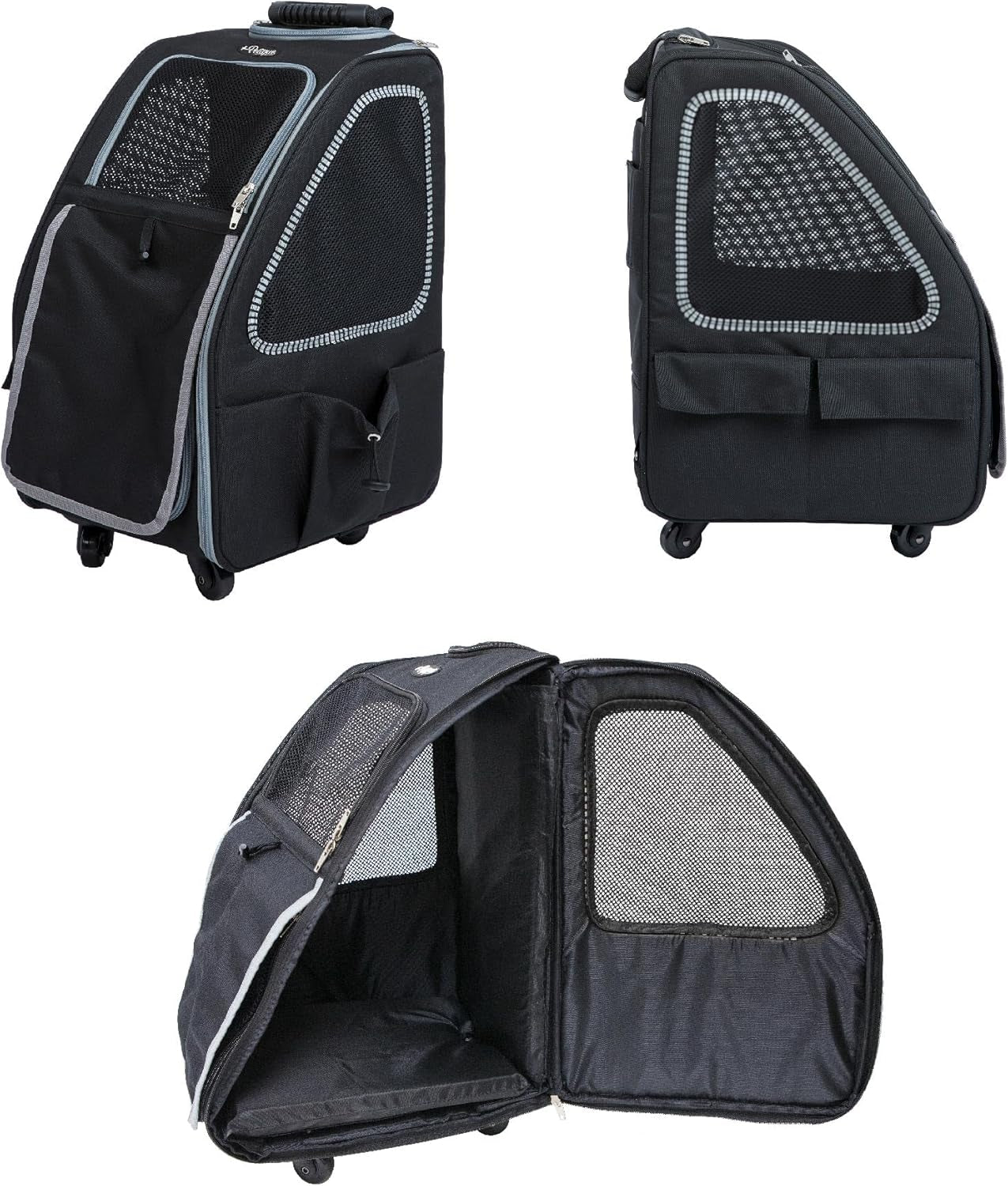 5-In-1 PET Carrier, Features: Rolling, Top Handle, Backpack, Luggage Attachment, Car Seat All in ONE for Small to Medium Dog, Cat, Bunny, Supports Pets up to 25LBS - Pepper