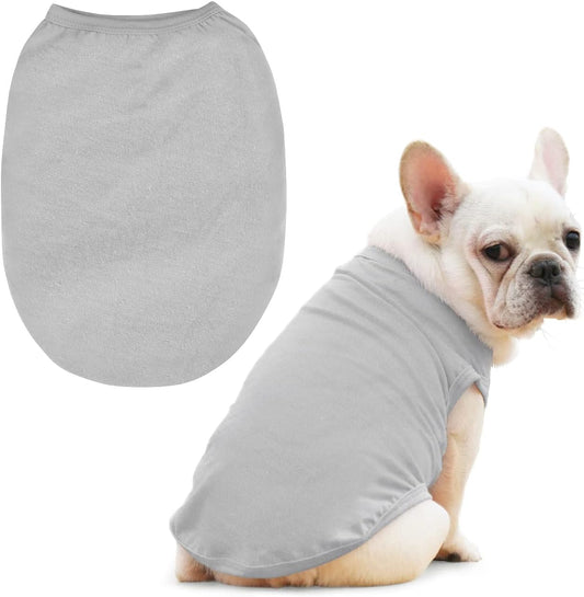 Dog Cat Vest T-Shirt Cotton Clothes Puppy Clothing Coat Costume for Dogs Puppy Chihuahua Yorkshire Terrier ​Pug (Gray, Large)