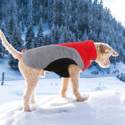 Fleece Dog Jacket, Apparel for Cold Weather, Reversible Soft Warm Dog Coat with Leash Hole, Safety Reflective Strap Adjustable Hook and Loop Puppy Clothes for Small Medium Large Pet (XS-3XL)