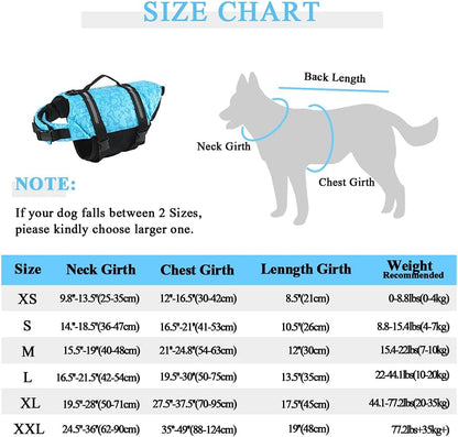 Dog Life Vests,Pet Safety Swimsuit Preserver for Swimming Pool Canoeing Boating, Dog Life Vest for Small/Medium/Large Dogs, Blueflower/M