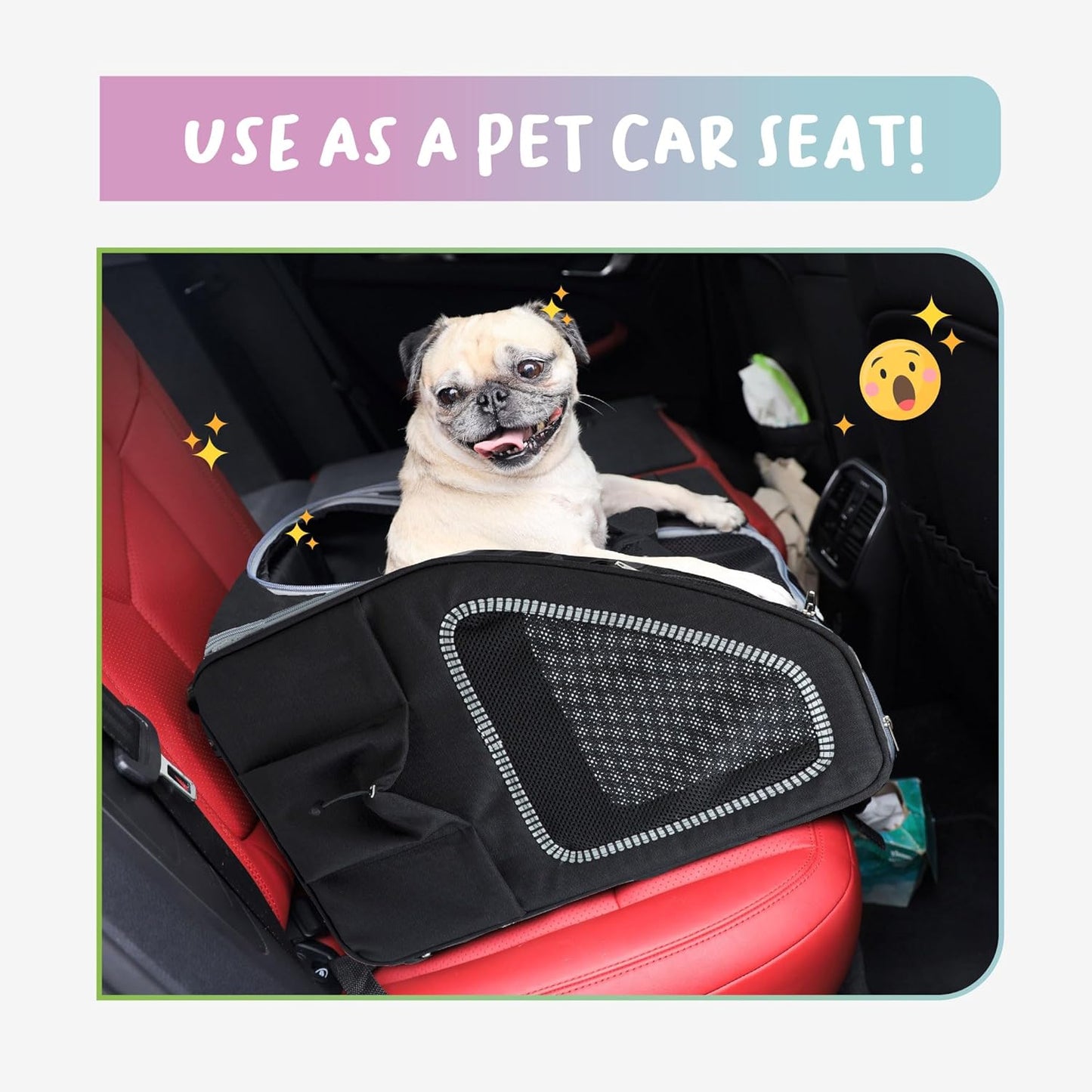 5-In-1 PET Carrier, Features: Rolling, Top Handle, Backpack, Luggage Attachment, Car Seat All in ONE for Small to Medium Dog, Cat, Bunny, Supports Pets up to 25LBS - Pepper