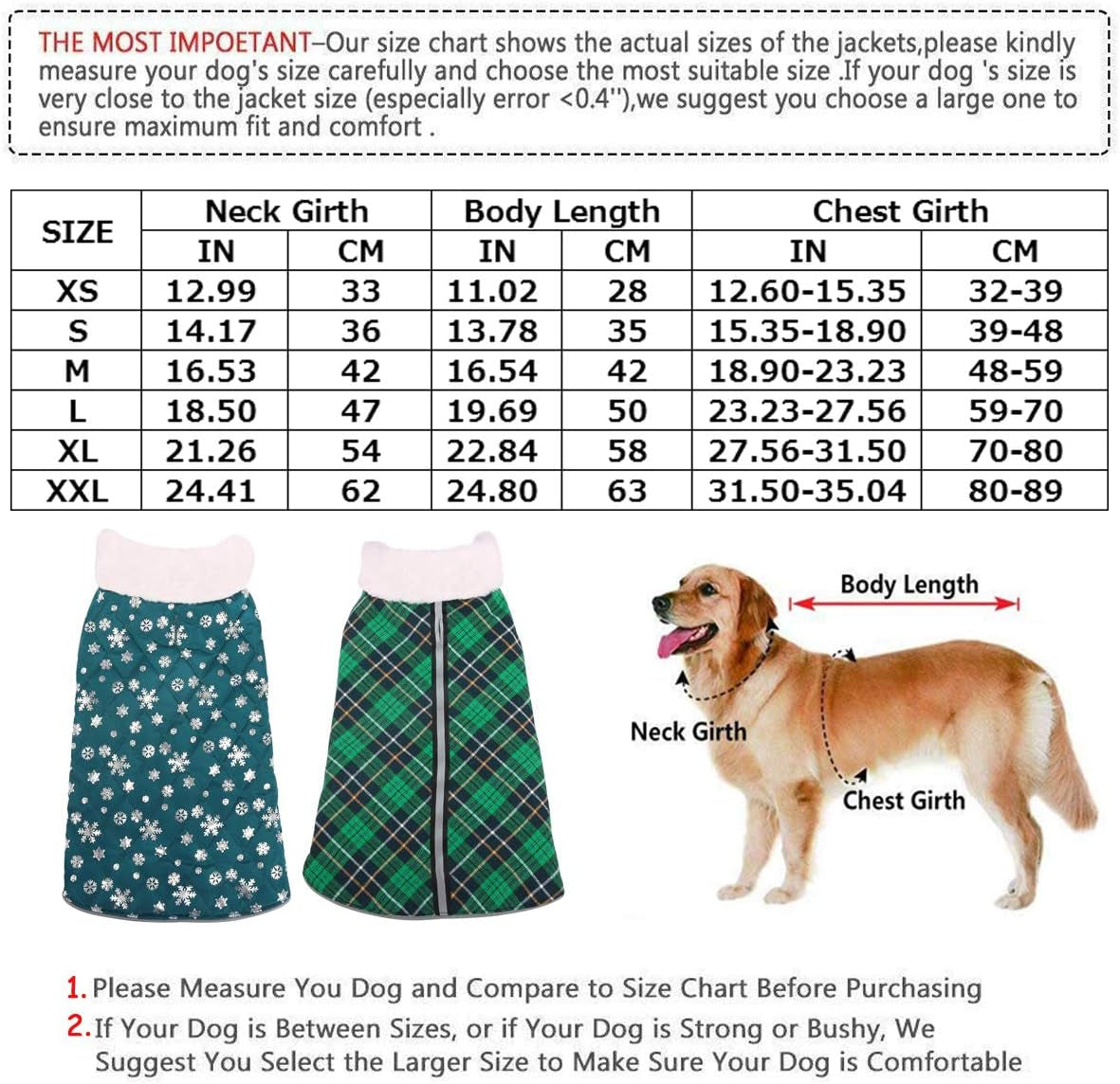 Reversible Dog Winter Coat with Furry Collar, Reflective Waterproof Dog Cold Weather Vest Jacket British Style Plaid Dogs Warm Clothes Small Medium Large Dogs Costume for Indoor/Outdoor Use