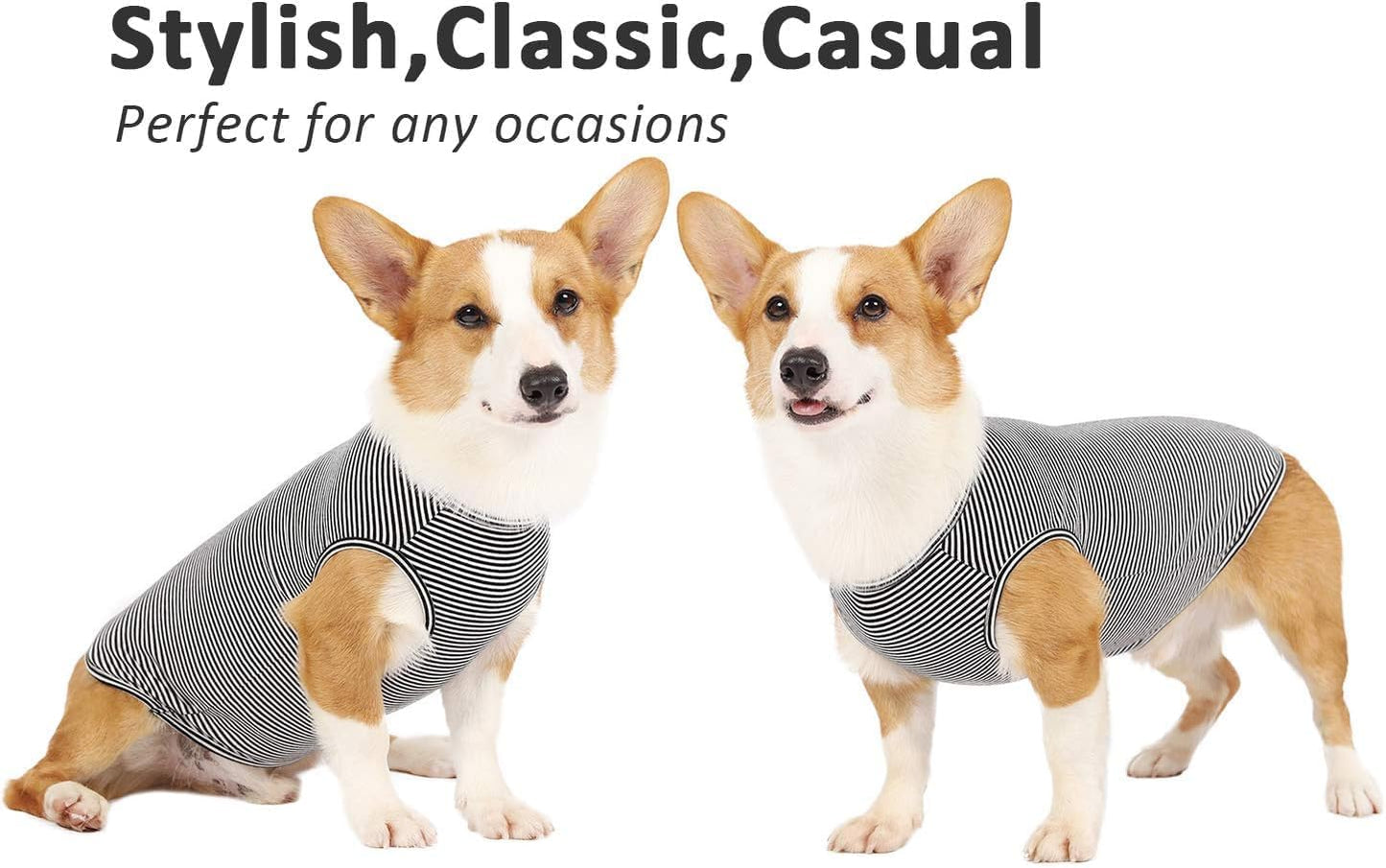 Dog Summer T-Shirts Striped Cotton Vest,Pet Breathable Soft Basic Clothes for Small Medium Larg Boy Girl Dogs,Xs