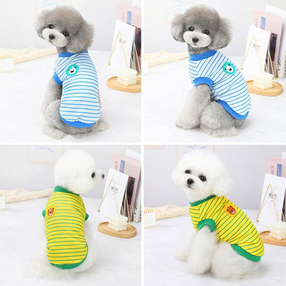 2 Pack Striped Dog Shirt Cotton Pet Clothes Cute Puppy Tshirt Costume, Soft Comfortable Doggy Vest Sleeveless Clothing Apparel, Dog Outfit for Small Medium Large Boy Girl Dogs Cats
