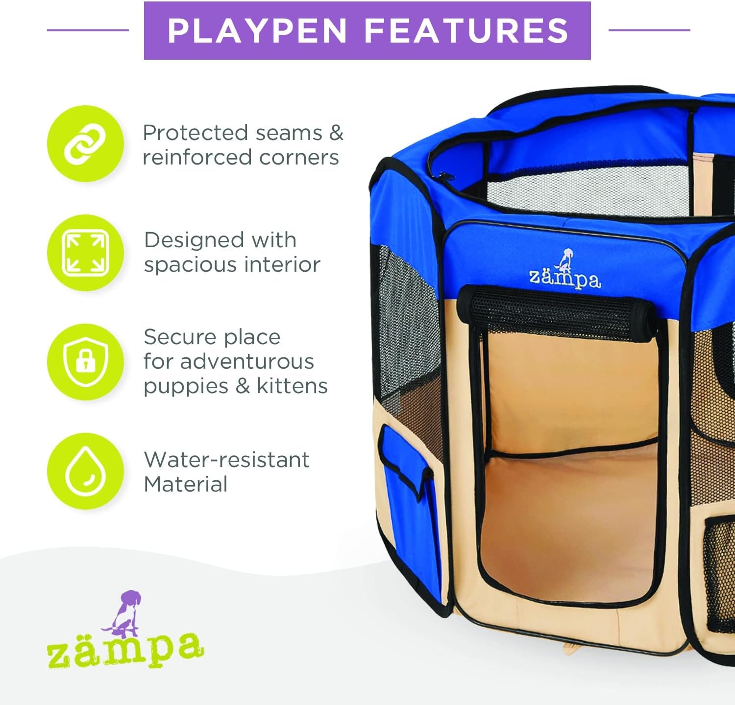 Puppy Pop up Portable Playpen for Dog and Cat, Foldable | Indoor/Outdoor Kitten Pen & Travel Pet Carrier + Carrying Case (Blue, Extra Small (29"X29"X17"))