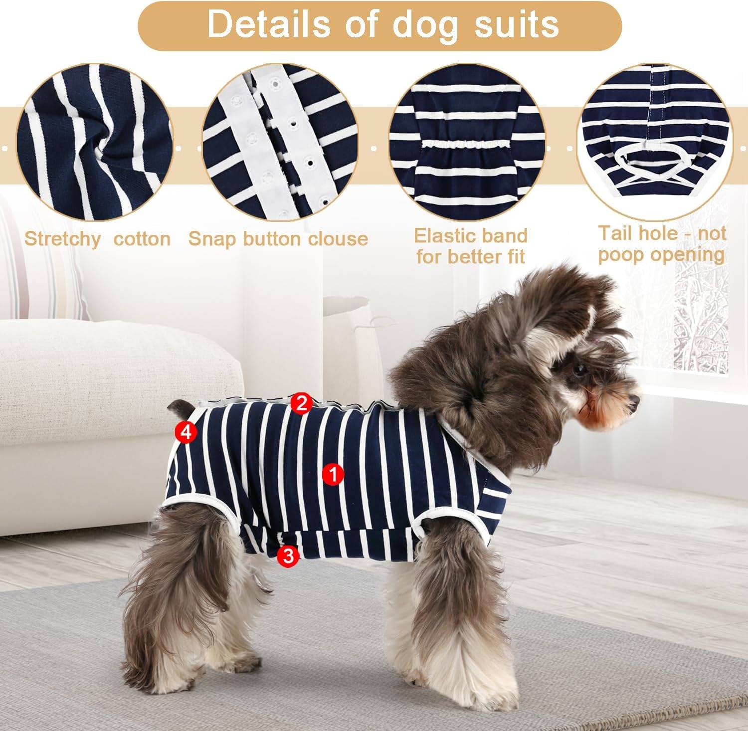 Dog Diapers Sanitary Panties Physiological Period Shirts Surgical Recovery Suits for Male and Female Dogs, Blue/Small