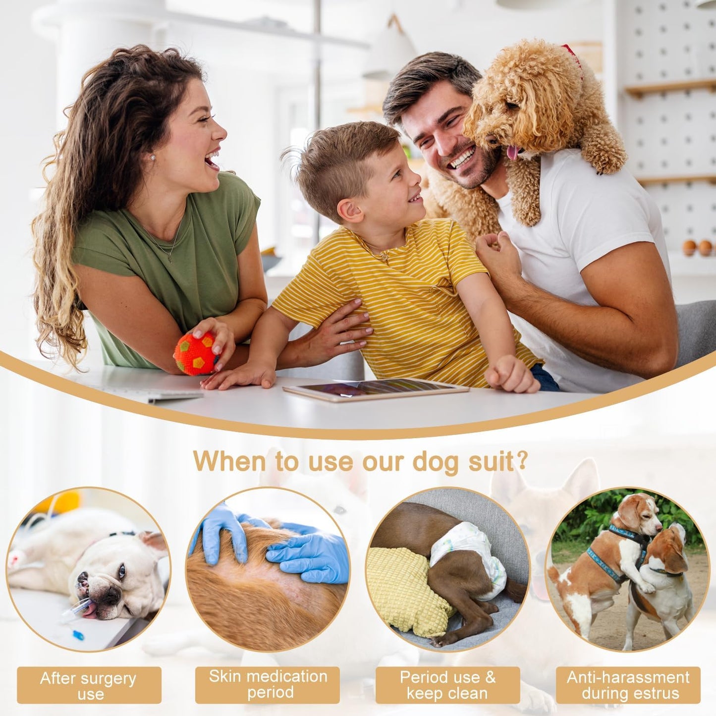 Dog Diapers Sanitary Panties Physiological Period Shirts Surgical Recovery Suits for Male and Female Dogs, Blue/Small