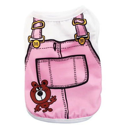 Pet Dog Puppy Clothes Fake Strap Vest Shirt Dog Cotton Spring Summer Puppy Clothing T-Shirt