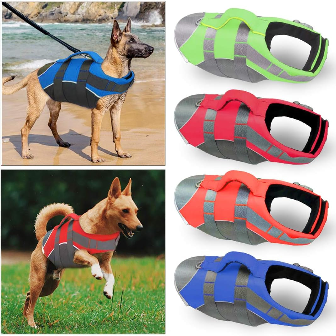 Reflective Safety Life Jacket for Dogs Adjustable Swimsuit for Pets with Rescue Handle