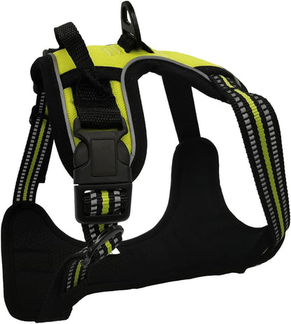No-Pull Dog Harness Reflective Vest for Easy Walking Small Medium Large Pets (M-Medium, Yellow Green)