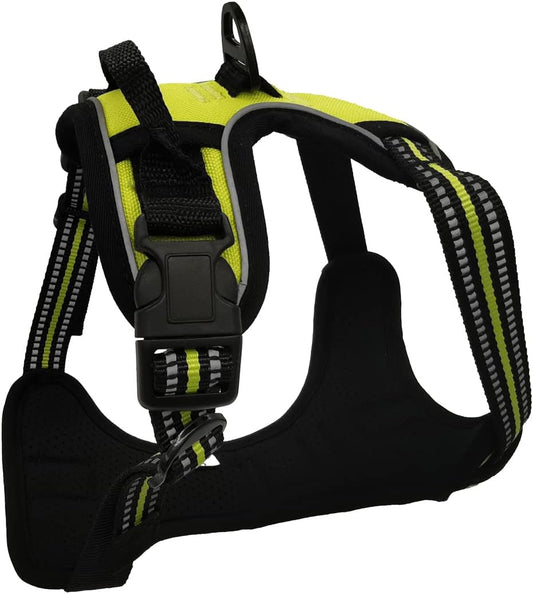 No-Pull Dog Harness Reflective Vest for Easy Walking Small Medium Large Pets (M-Medium, Yellow Green)