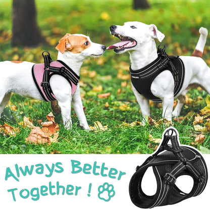 Small Dog Harness, Adjustable Puppy Harness, Soft Mesh Dog Harness for Small Dogs No Choke Dog Vest Harness Reflective Padded No Pull Dog Harness for Puppy Small Medium Dog Walking, Black, M