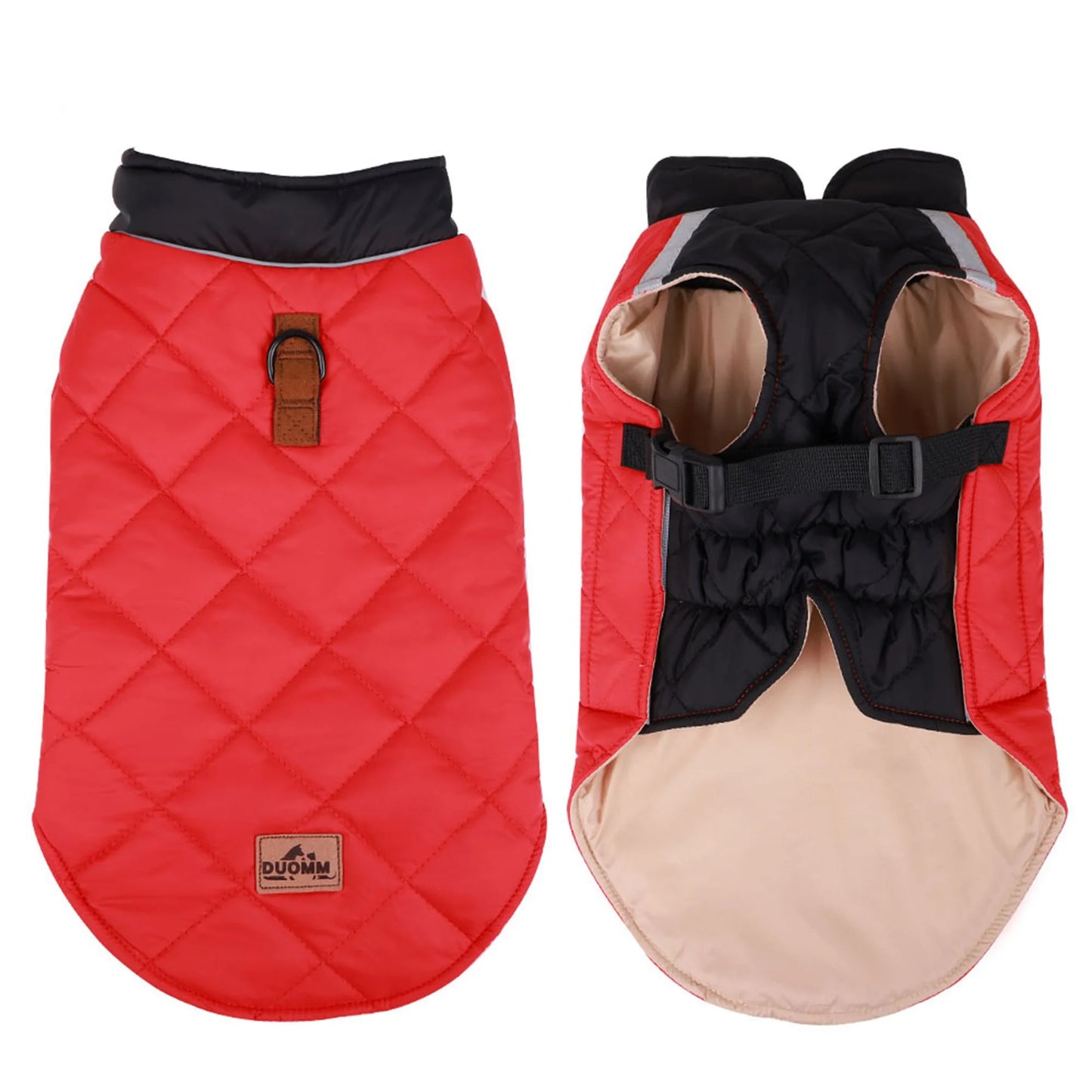Dog Winter Coat Reflective Quilted Vest Pet Warm Cold Weather Windproof Fleece Jacket Clothes for Medium Large Small Dogs "Red, XL"