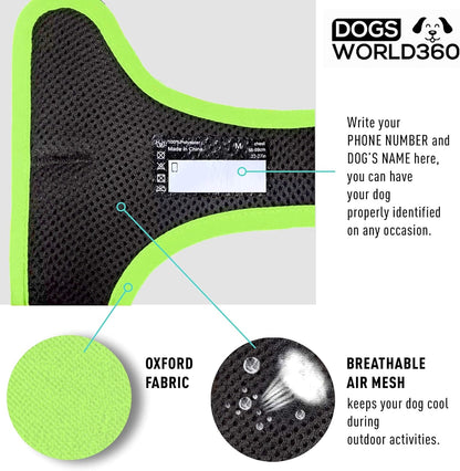 No Pull Dog Harness | Heavy-Duty Soft Padded Dog Vest | Adjustable Dog Vest Harness Harness for Dogs with 2 Leash Clips and Reflective Strips (Medium, Green)