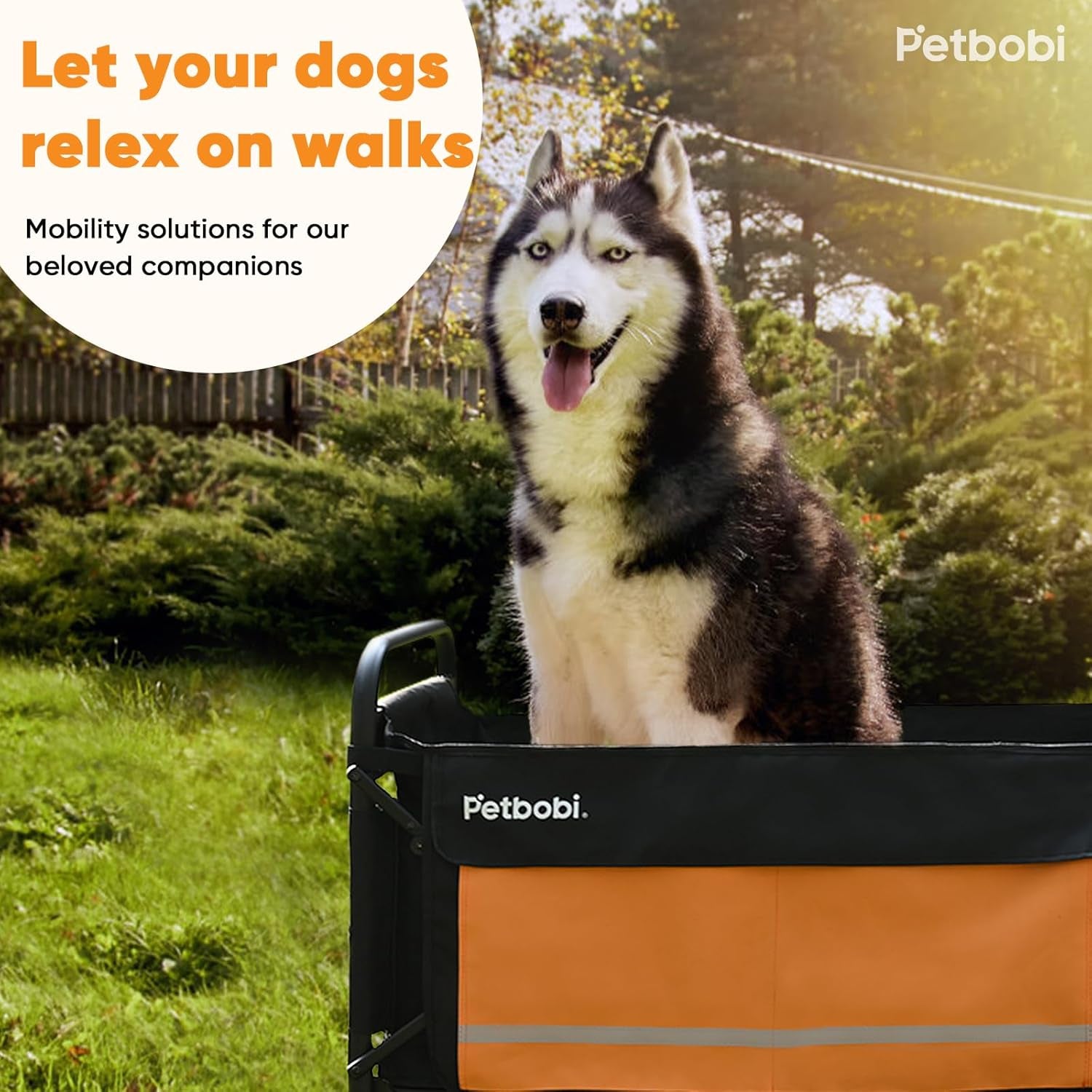 Pet Stroller for Large Dogs - Pullable All Terrain Wagon Cart, Folding Dog Stroller, One-Foot Brake Wagons with Ramp, Easy for Medium Senior Pets to Get in and Out, Ideal for Walking, Orange