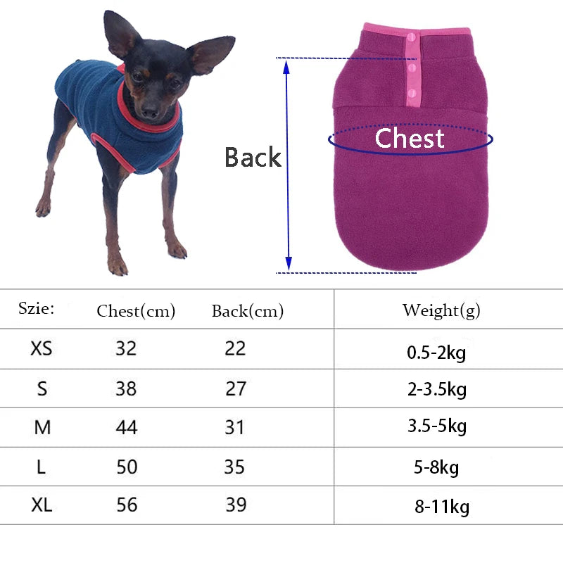 Fleece Dog Clothes for Small Dogs Spring Autumn Warm Puppy Cats Vest Shih Tzu Chihuahua Clothing French Bulldog Jacket Pug Coats