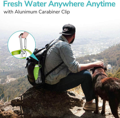 Portable Pet Water Bottle, Reversible & Lightweight Water Dispenser for Dogs and Cats, Made of Food-Grade Silicone (20 Oz) - Green