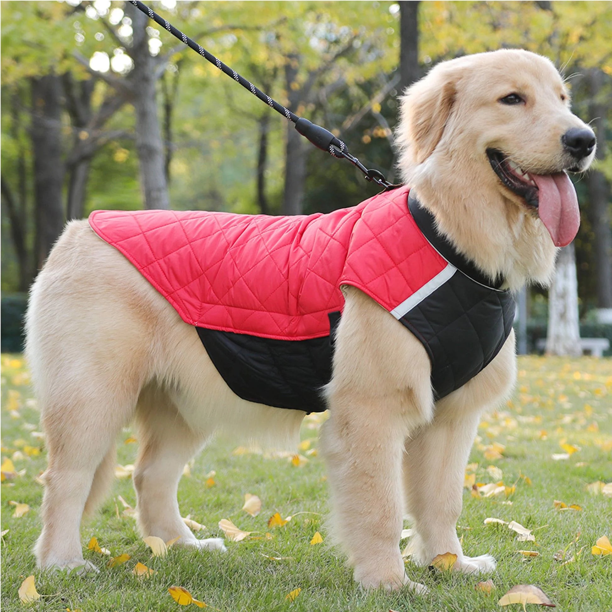Dog Winter Coat Reflective Quilted Vest Pet Warm Cold Weather Windproof Fleece Jacket Clothes for Medium Large Small Dogs "Red, XL"