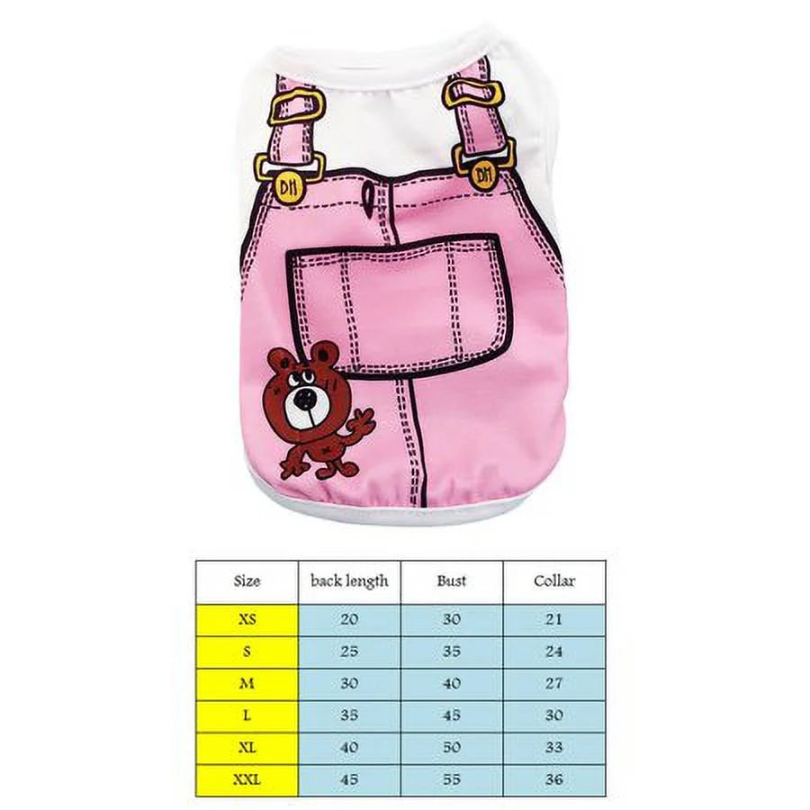 Pet Dog Puppy Clothes Fake Strap Vest Shirt Dog Cotton Spring Summer Puppy Clothing T-Shirt