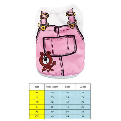Pet Dog Puppy Clothes Fake Strap Vest Shirt Dog Cotton Spring Summer Puppy Clothing T-Shirt