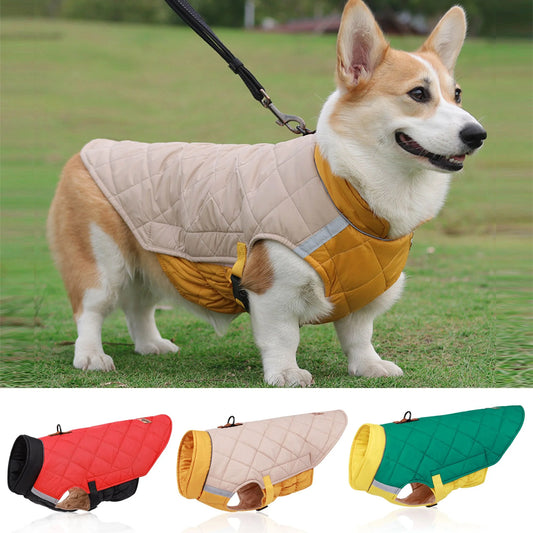 Dog Winter Coat Reflective Quilted Vest Pet Warm Cold Weather Windproof Fleece Jacket Clothes for Medium Large Small Dogs "Red, XL"