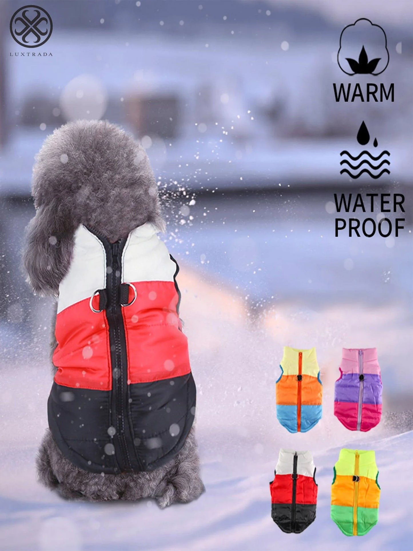 Dog Jackets for Winter Windproof Waterproof Cozy Dog Coat for Cold Weather Warm Apparel Clothes Puppy Dog Vest for Small Medium Dogs (Red+Black,M)